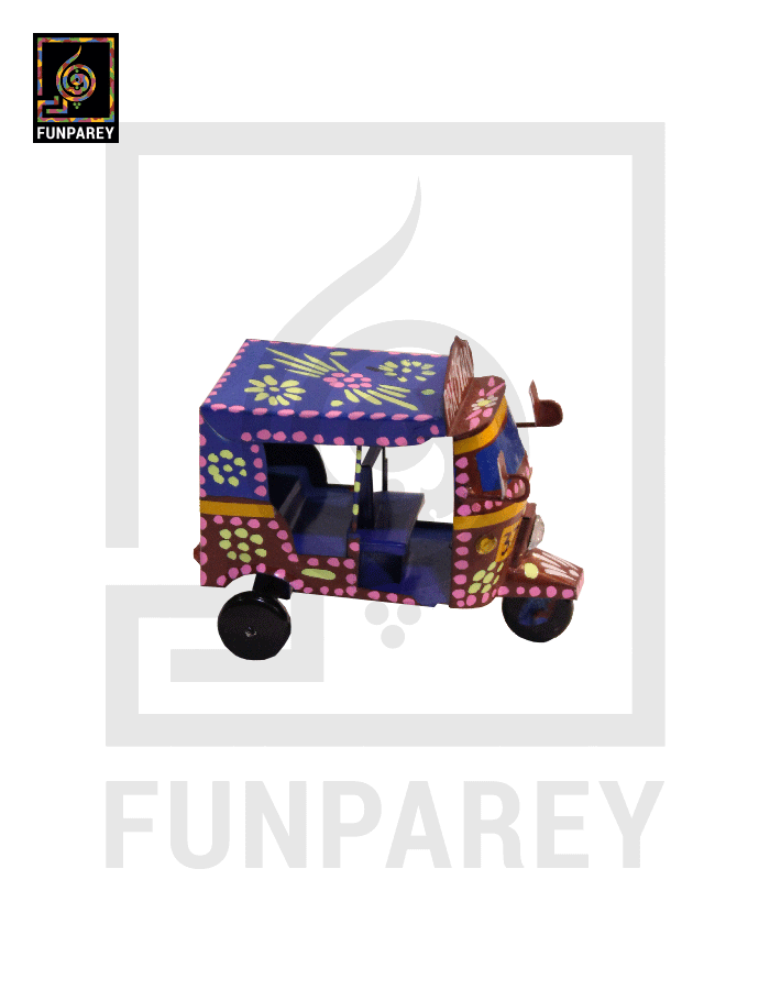 Handmade Metallic Colorful Truck Art Rickshaw Set (4 Piece)