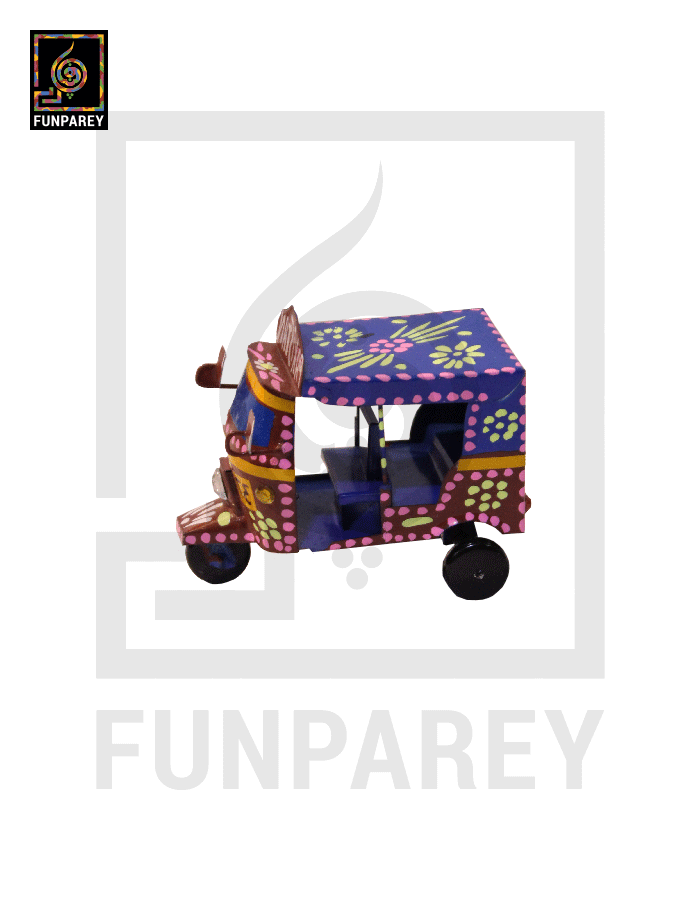Handmade Metallic Colorful Truck Art Rickshaw Set (4 Piece)