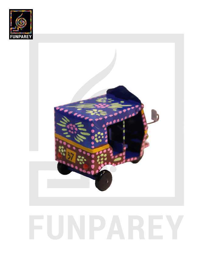 Handmade Metallic Colorful Truck Art Rickshaw Set (4 Piece)