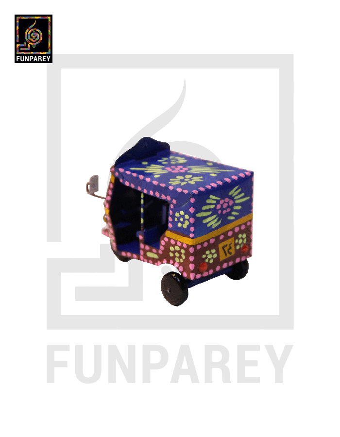 Handmade Metallic Colorful Truck Art Rickshaw Set (4 Piece)
