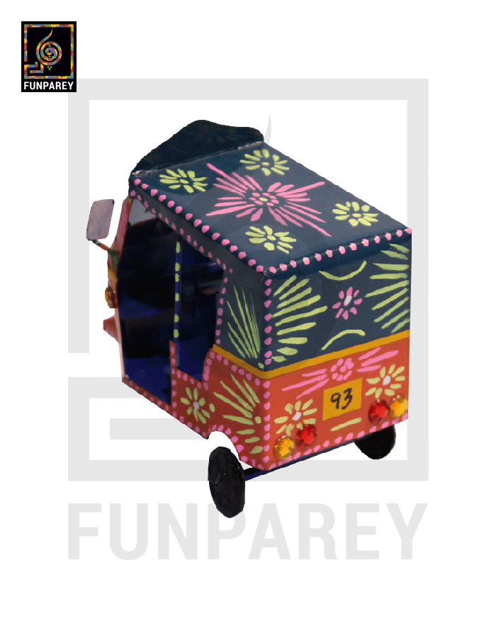 Handmade Metallic Colorful Truck Art Rickshaw Set (4 Piece)