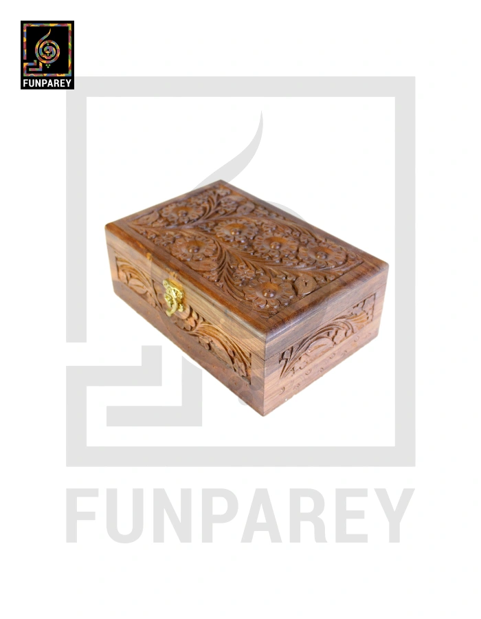 Hand Carved Jewelry Box Premium Wooden 8/5