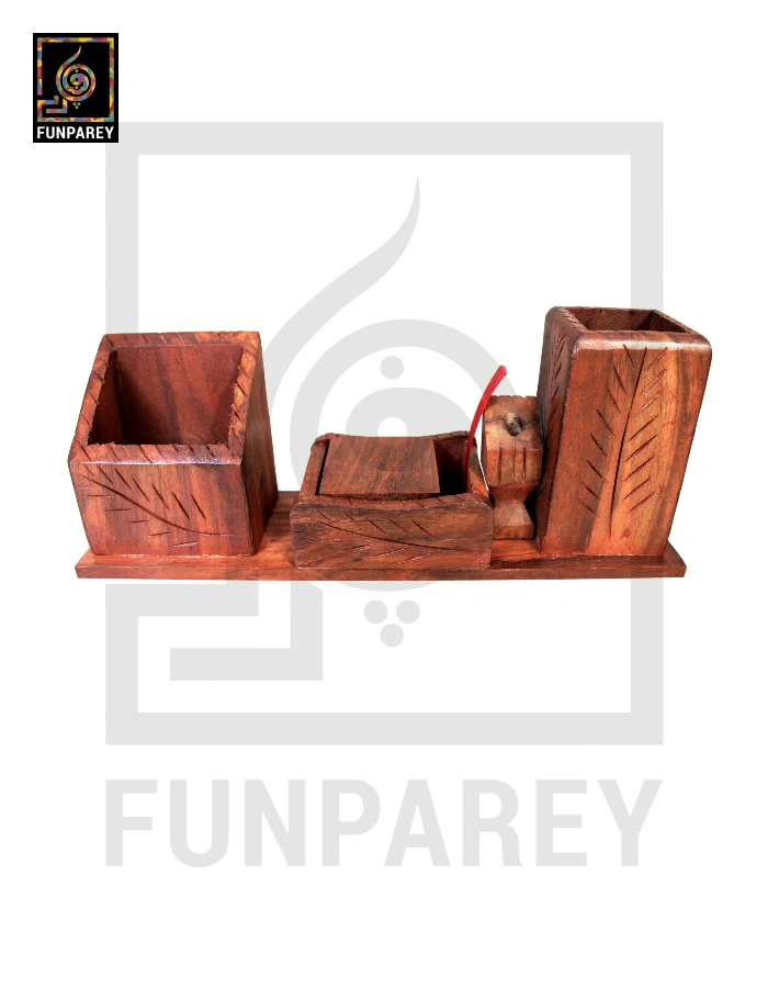 Hand Carved Desk Organizer Premium