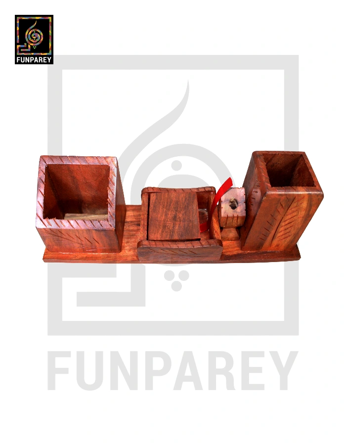 Hand Carved Desk Organizer Premium