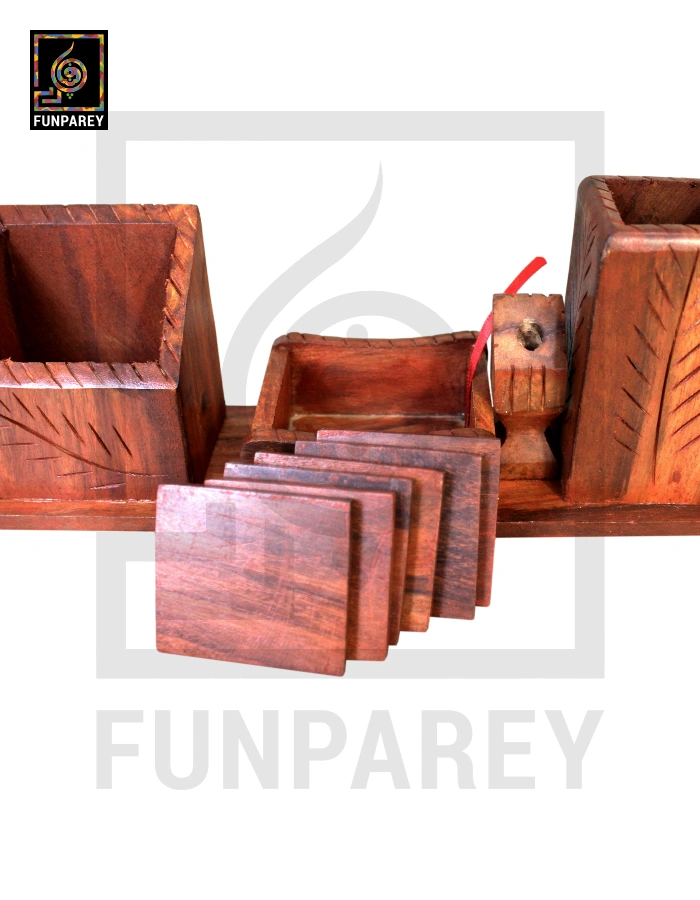 Hand Carved Desk Organizer Premium
