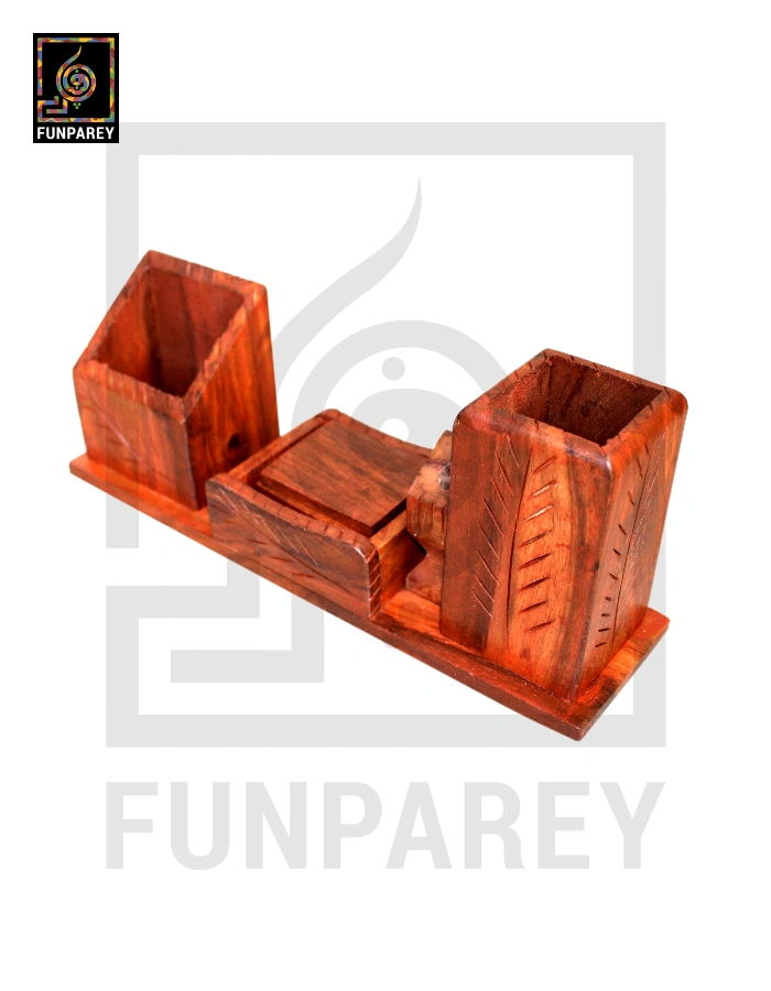Hand Carved Desk Organizer Premium