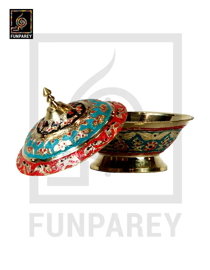 Handmade Decorative Brass Bowl with Lid