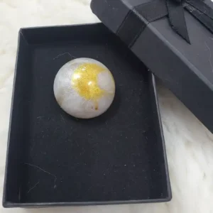 Handmade Resin Ring Gold & White
