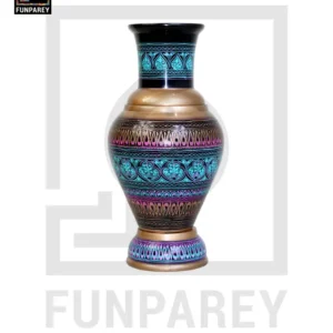 Handmade Wooden Vase with Nakshi Art – 13″ Electric Blue