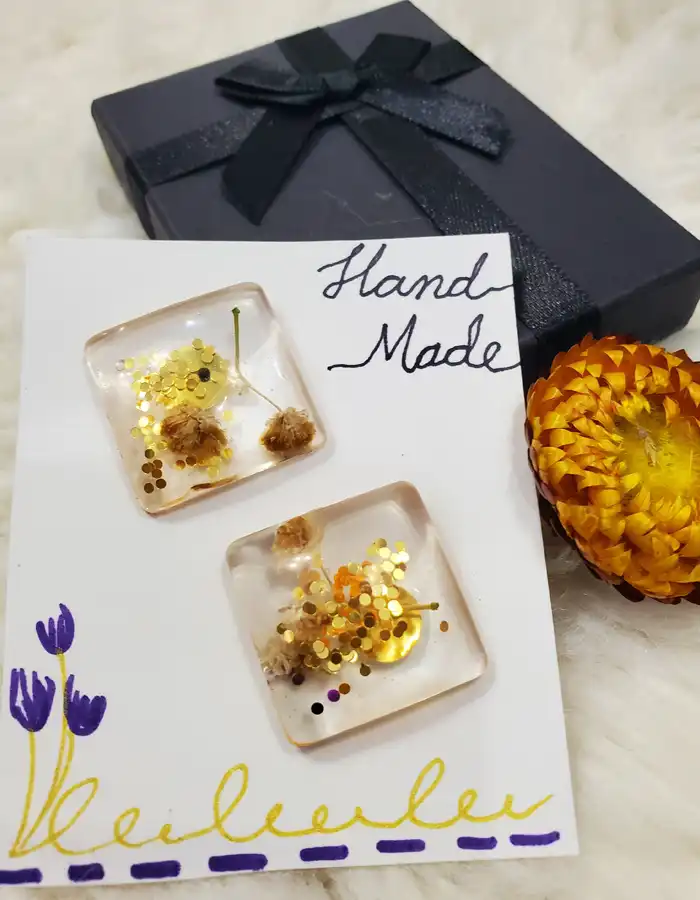 Lightweight Handmade Floral Resin Earrings