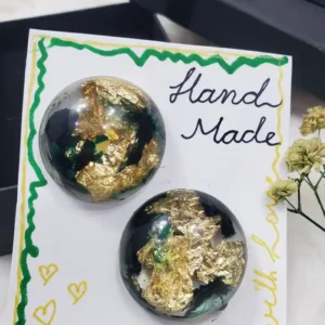 Resin Filled Gold Foil Round Earrings