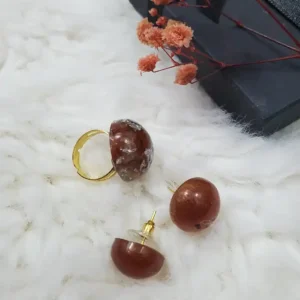 Resin Jewellery Set - Faux Amber Ring & Earrings