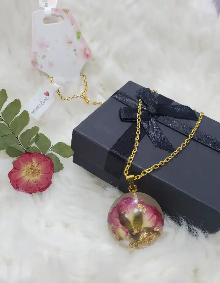 Round Resin Pendant - Petal Promise