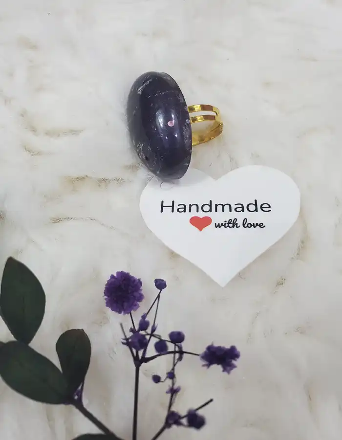 Ultra Violet Resin Ring With Silver Flakes Stacking