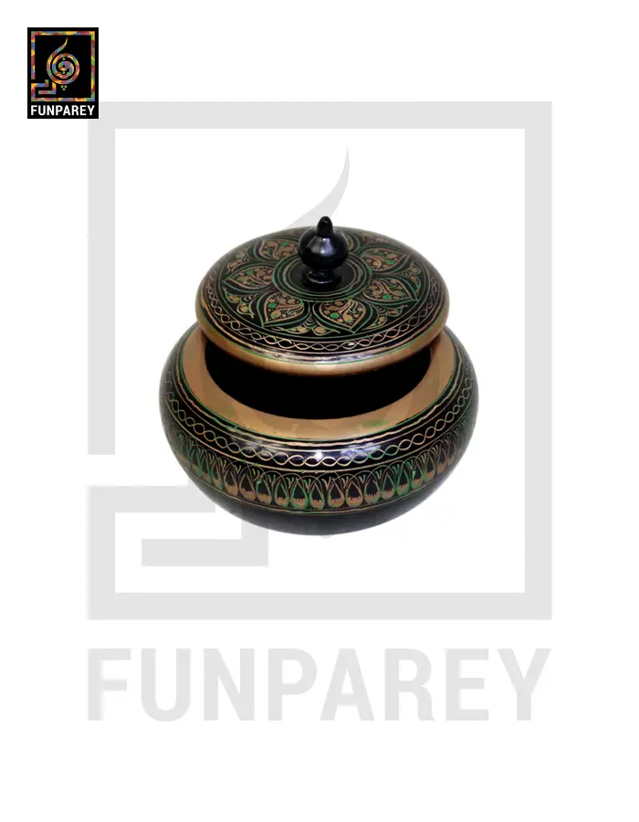 Wooden Candy Jar 4″ with Naqshi Art – Camouflage