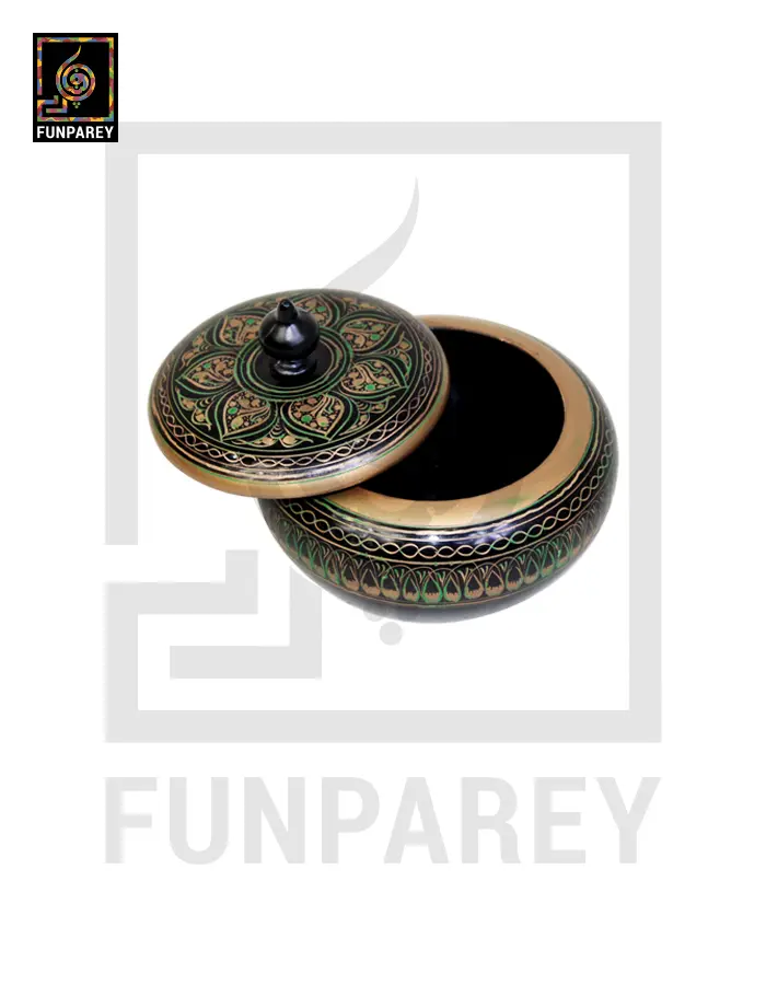 Wooden Candy Jar 4″ with Naqshi Art – Camouflage