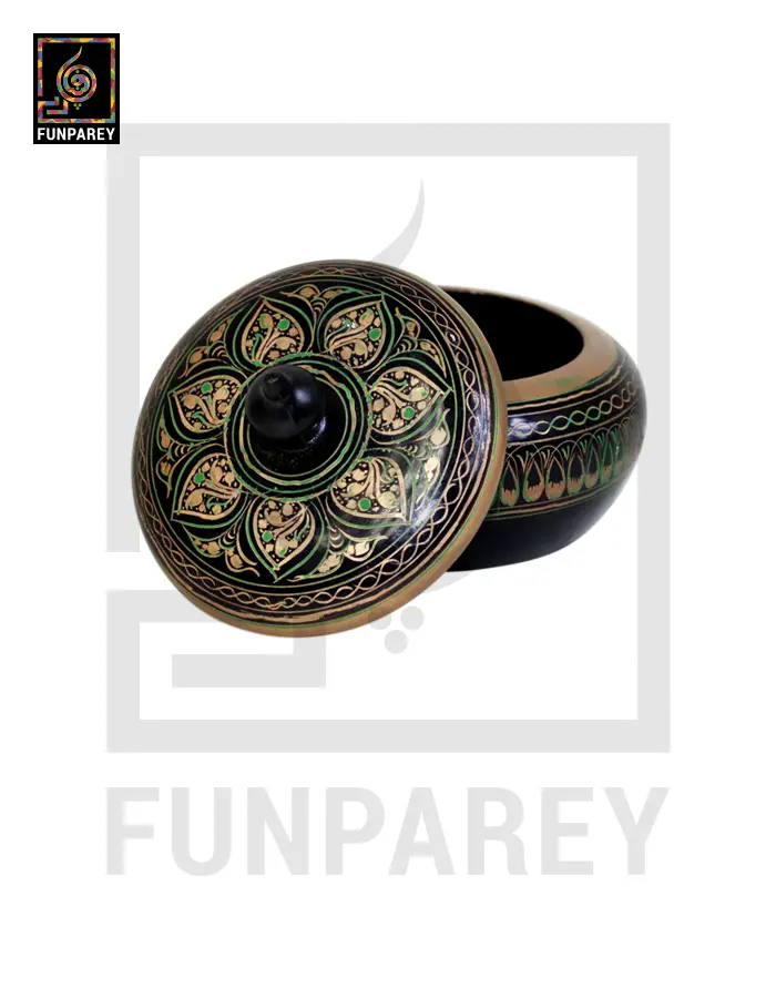 Wooden Candy Jar 4″ with Naqshi Art – Camouflage