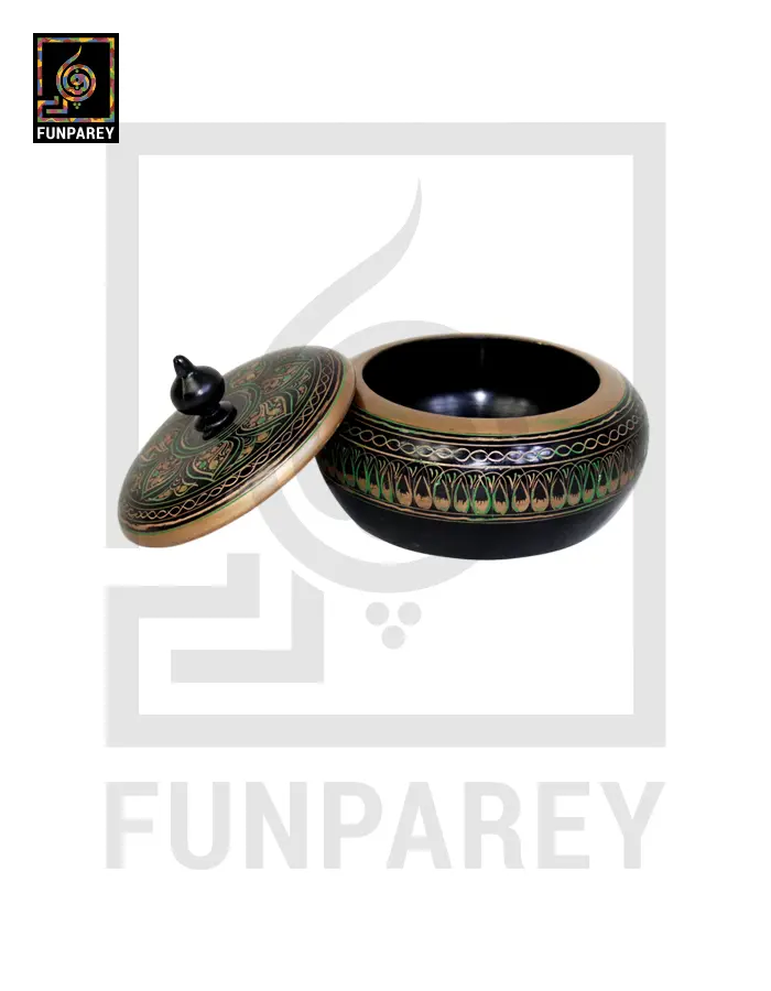 Wooden Candy Jar 4″ with Naqshi Art – Camouflage