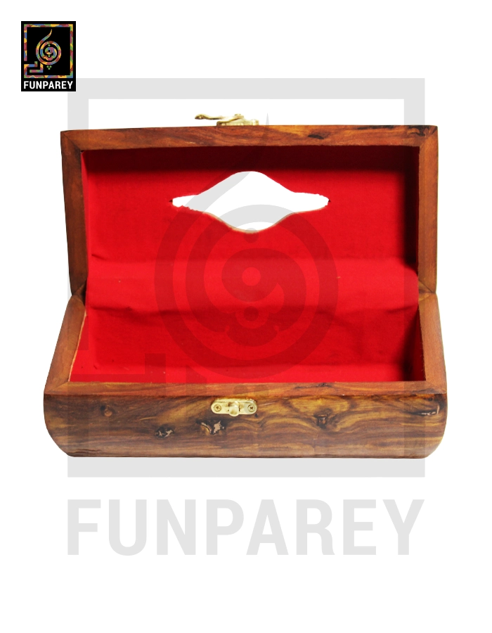 Hand Carved Wooden Ideal Slim Tissue Box - Rounded Sides