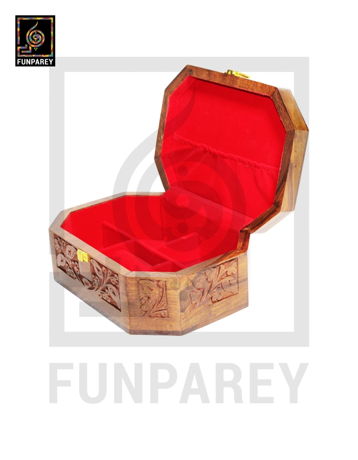 Handcrafted Octagonal Compartmentalized Wooden Jewelry Box