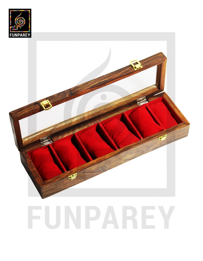 Six-Slot Velvet Display Case Jewelry Box / Watch Box