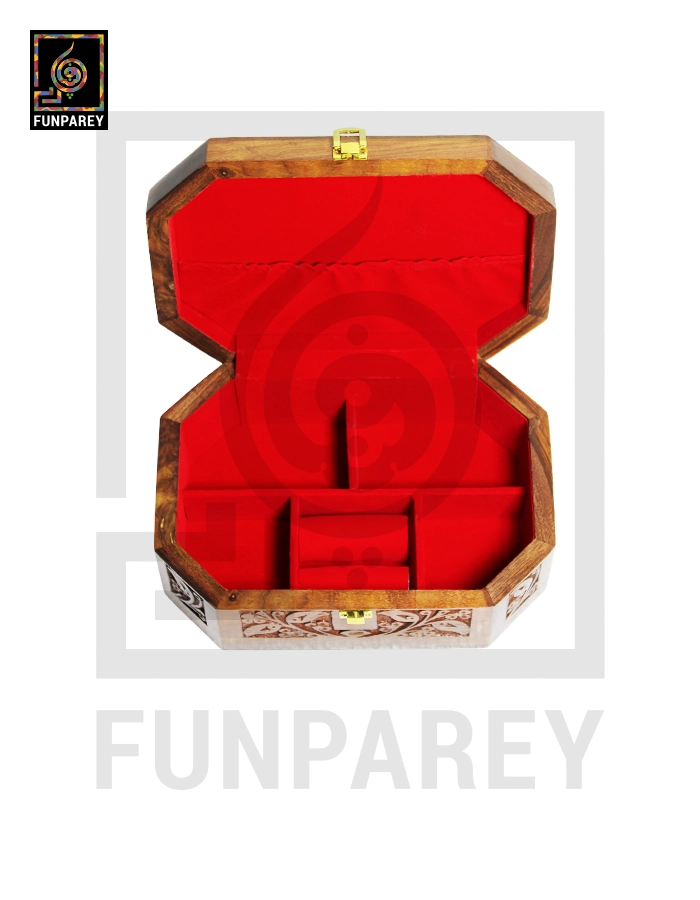 Handcrafted Octagonal Compartmentalized Wooden Jewelry Box