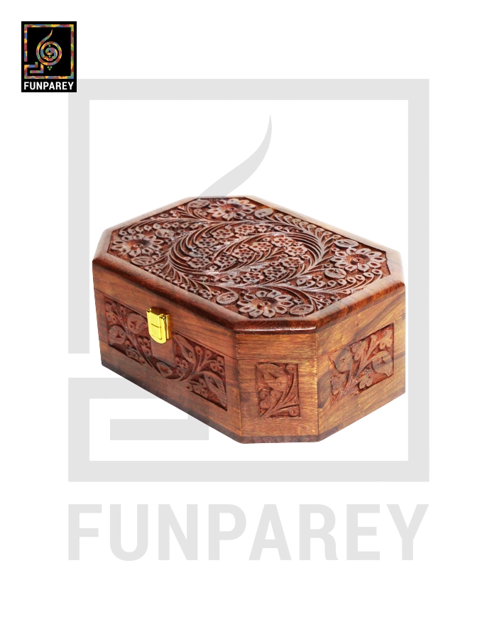 Handcrafted Octagonal Compartmentalized Wooden Jewelry Box