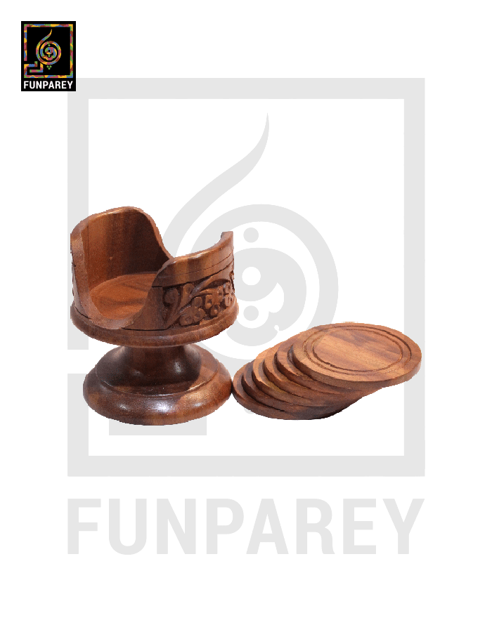 Hand Carved Wooden Circular Tea Mat Chalice 6″