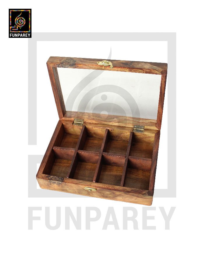 Handmade Wooden Storage Box with Removable Partitions 7/10 (Masala Box)
