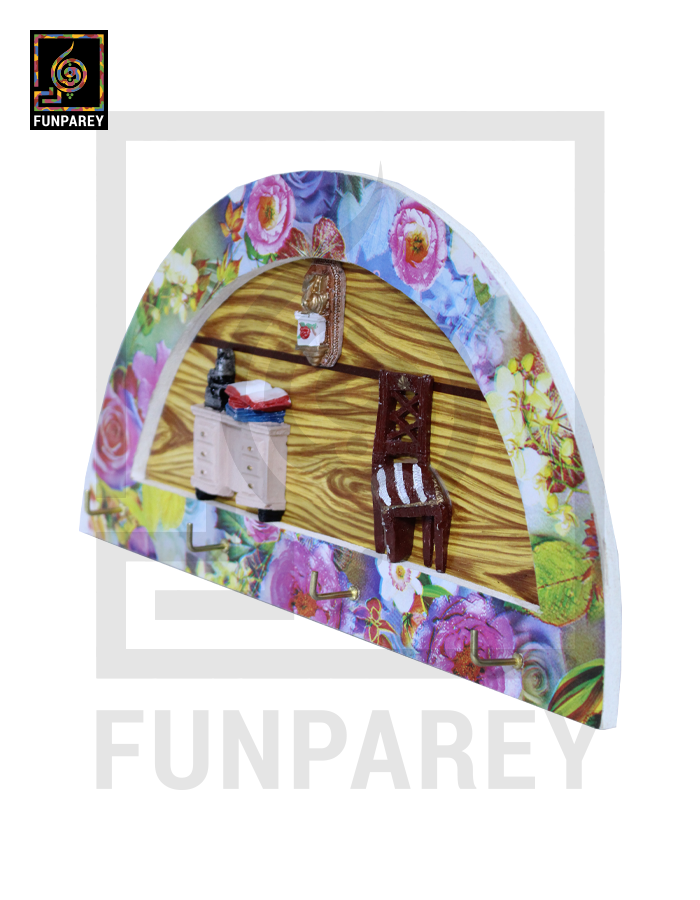 Wooden Printed Key and Accessory Hanger Large (Bow)