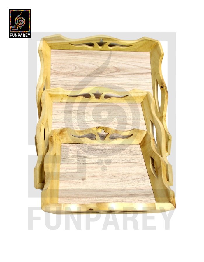 Handmade Wooden Standard Tray Set with Distinct Design