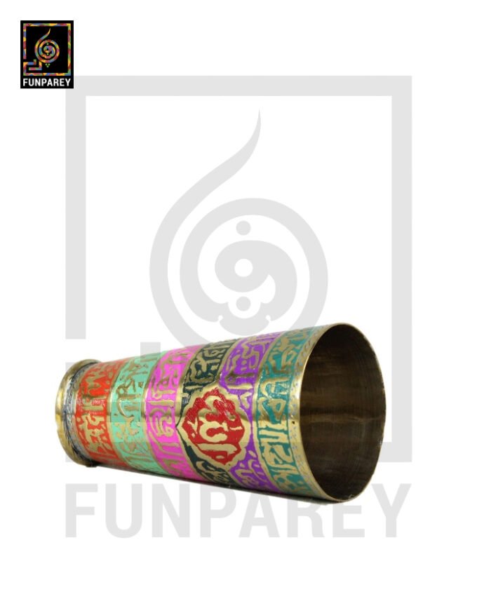 Handcrafted Brass Glass with Embossed Colorful “Asma ul Husna”