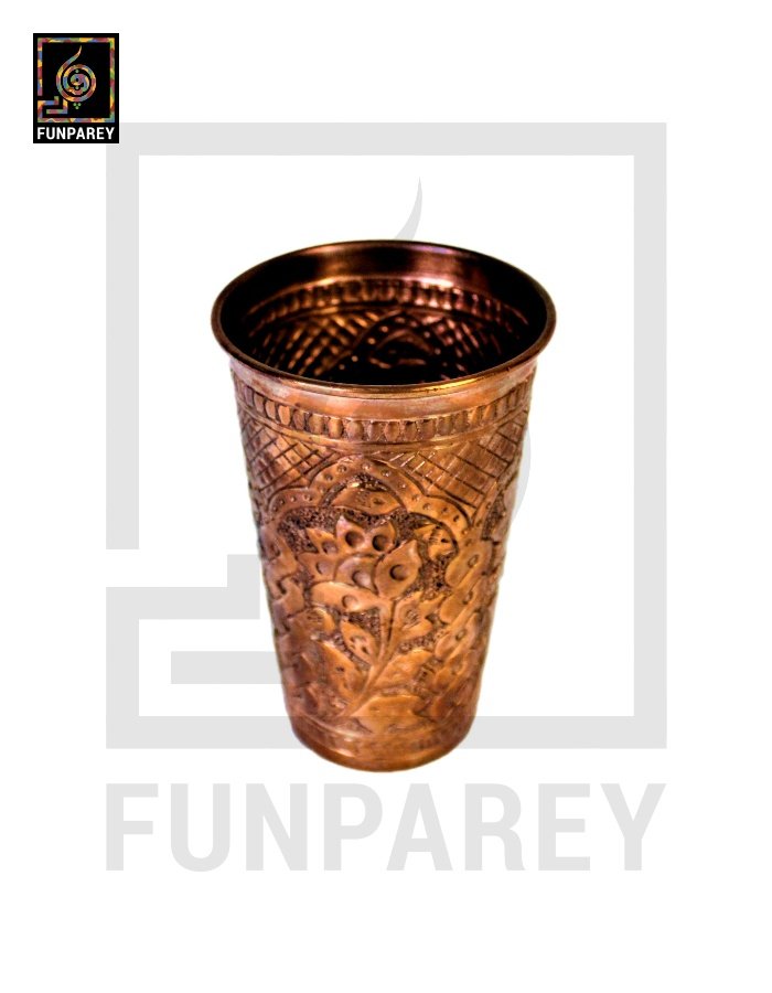 Handmade Full Copper Glass With Etched Motif