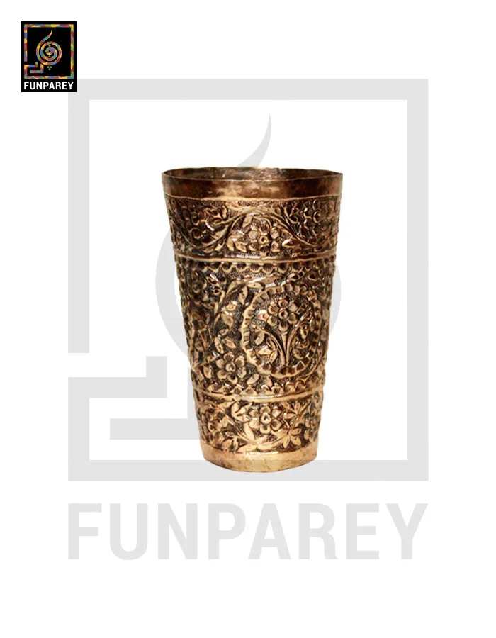 Handmade Full Copper Glass With Etched Motif