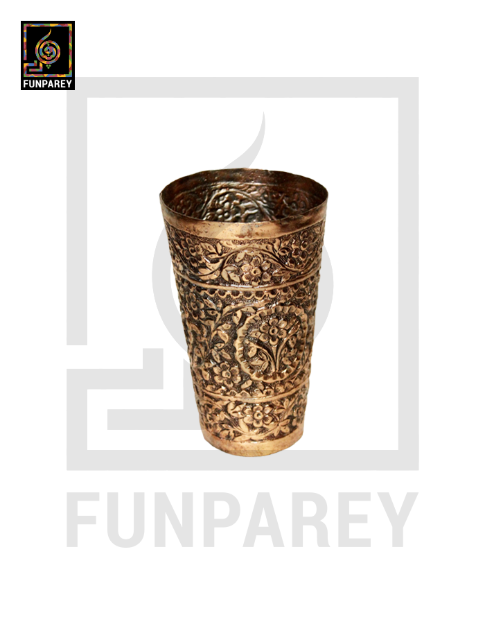 Handmade Full Copper Glass With Etched Motif