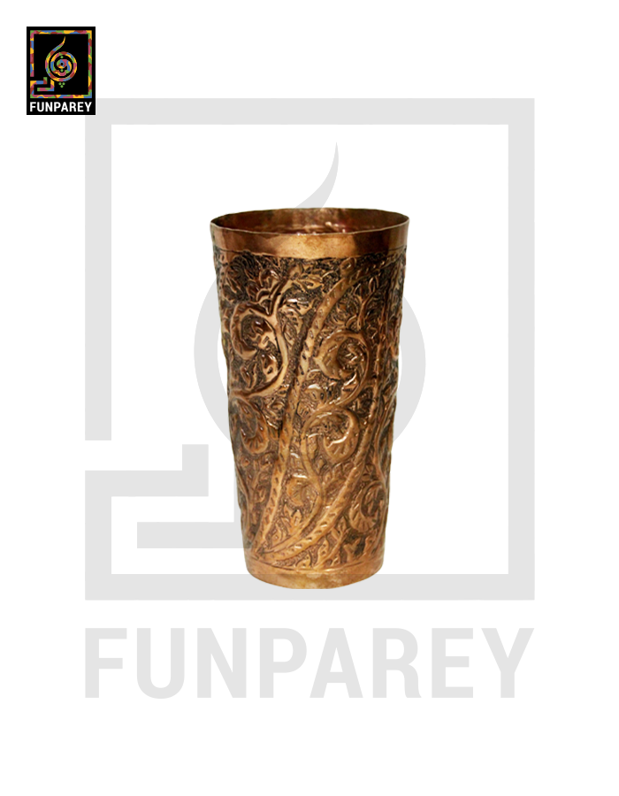 Handmade Full Copper Glass With Etched Motif