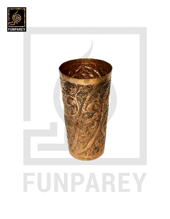 Handmade Full Copper Glass With Etched Motif