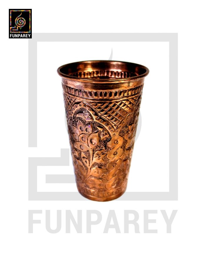 Handmade Full Copper Glass With Etched Motif