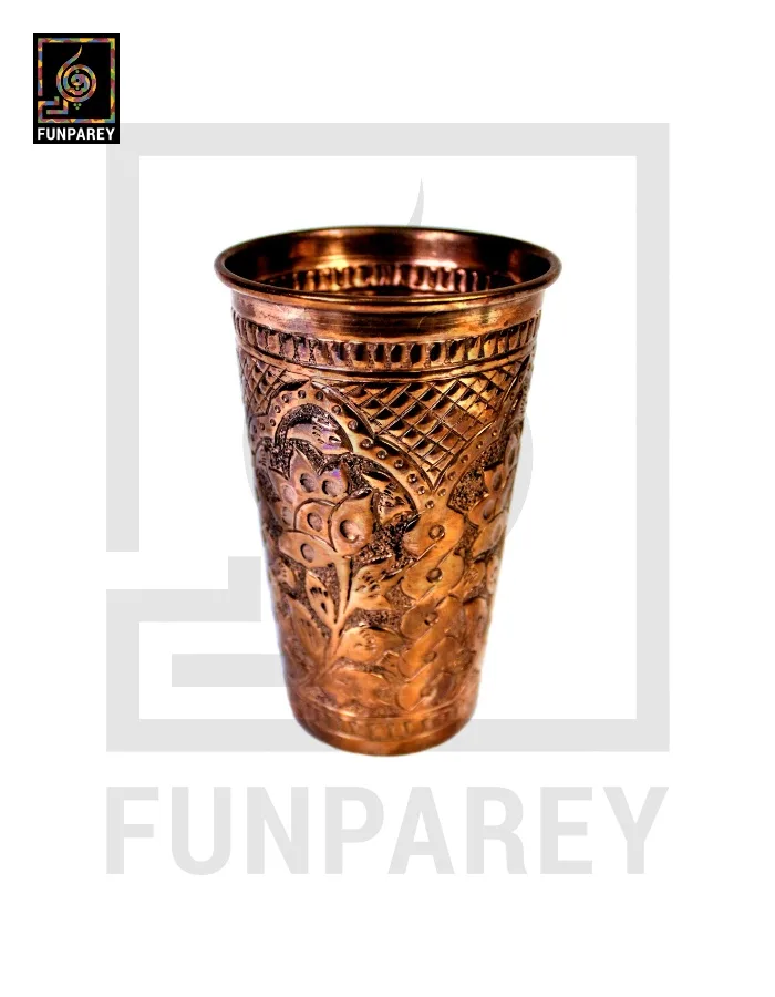 Handmade Full Copper Glass With Etched Motif