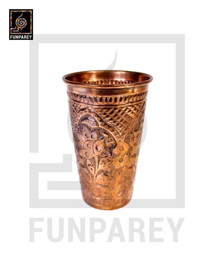 Handmade Full Copper Glass With Etched Motif