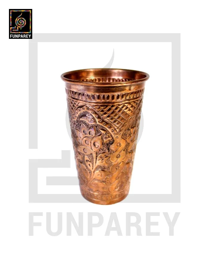 Handmade Full Copper Glass With Etched Motif