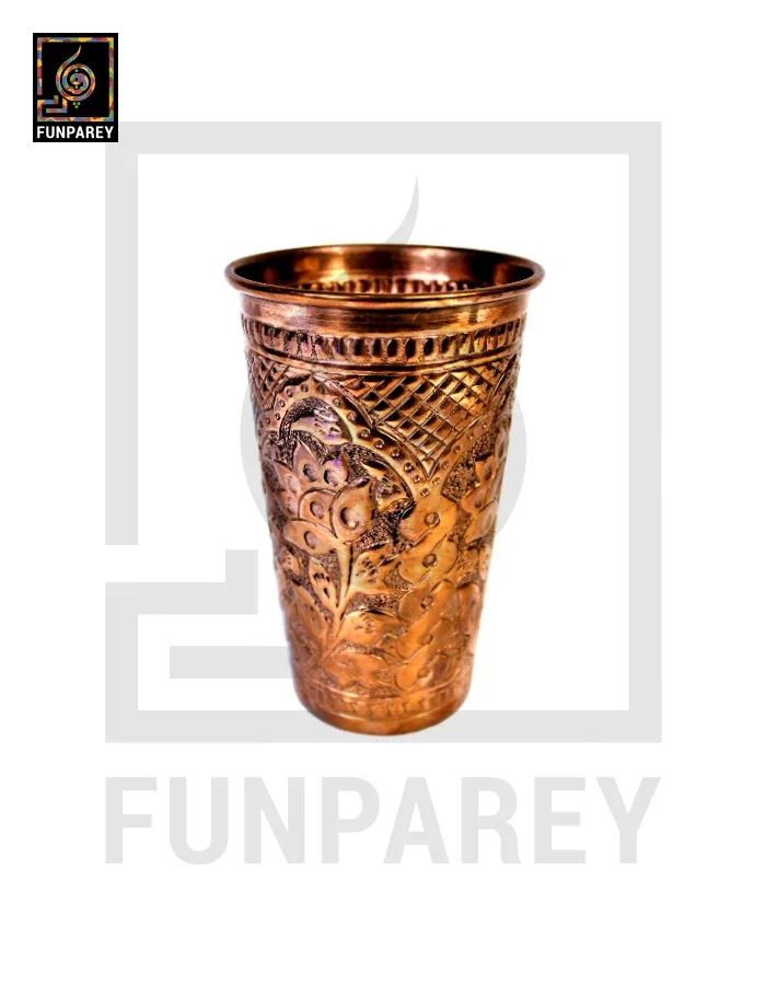 Handmade Full Copper Glass With Etched Motif