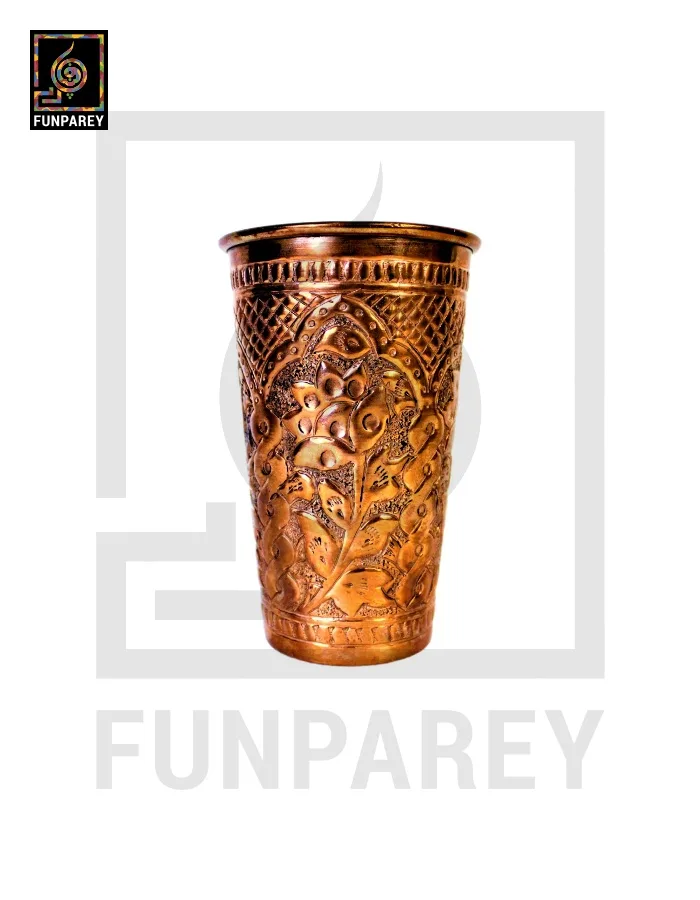 Handmade Full Copper Glass With Etched Motif