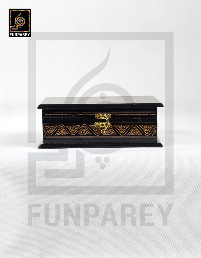 Wooden Jewelry Box Edged 8/5 with Nakshi Art Golden