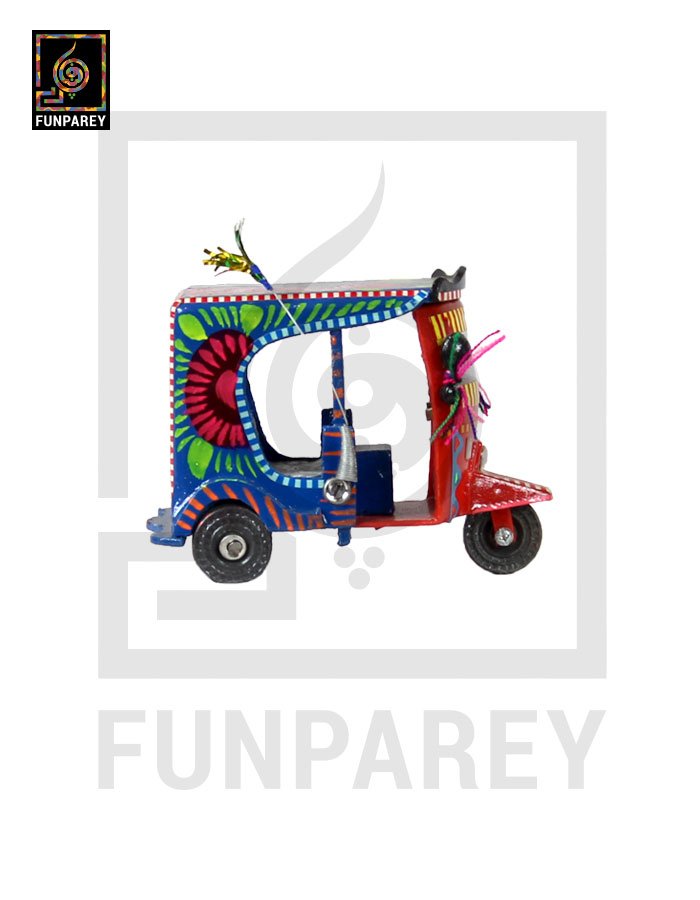 Handmade Wooden Colorful Rickshaw with Truck Art Premium