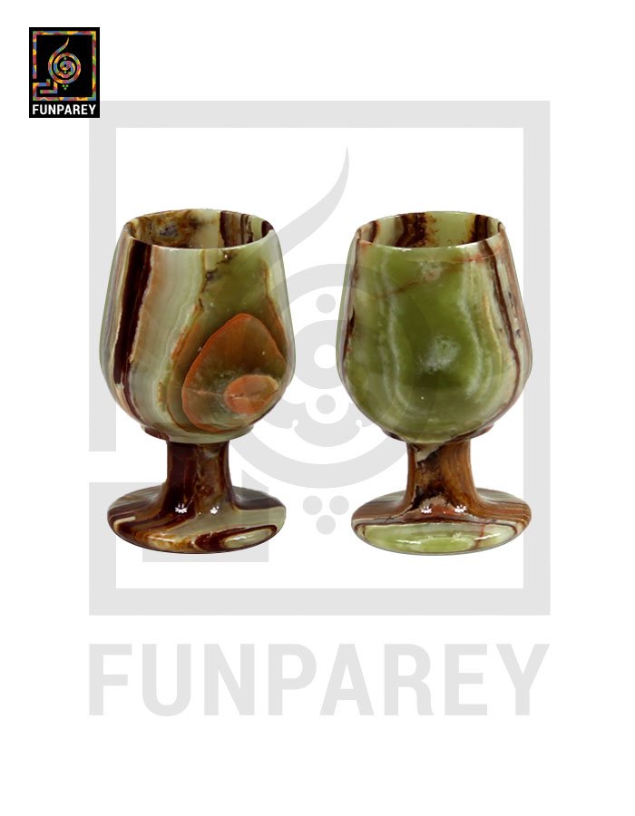 Green Onyx Stone Wine Glass Small Pair 5″ (Set 6 Pieces)