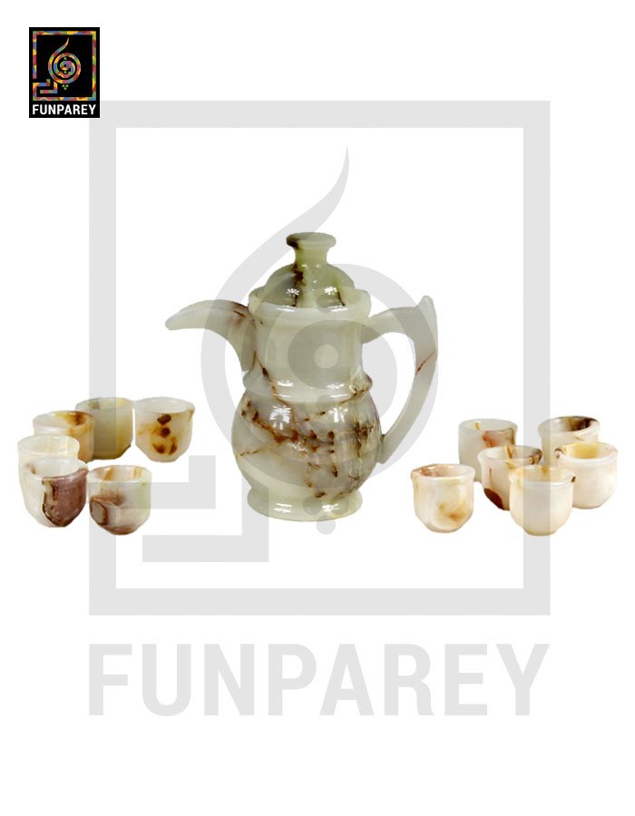 Onyx Stone Tea Set (12 Cups and a Kettle)