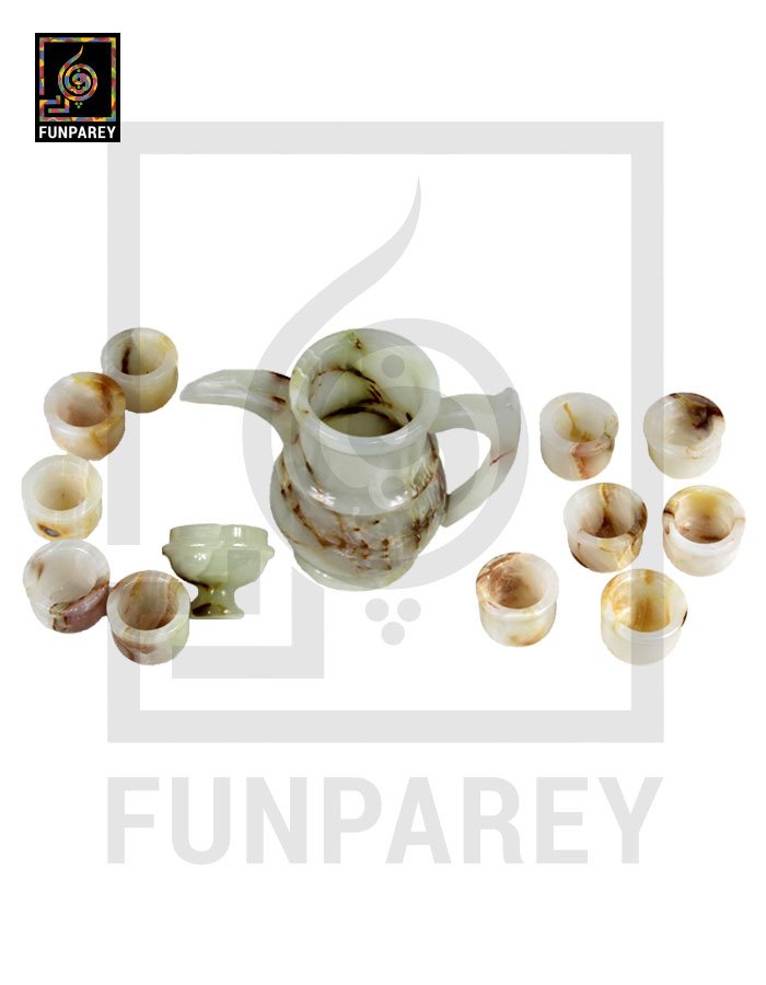 Onyx Stone Tea Set (12 Cups and a Kettle)