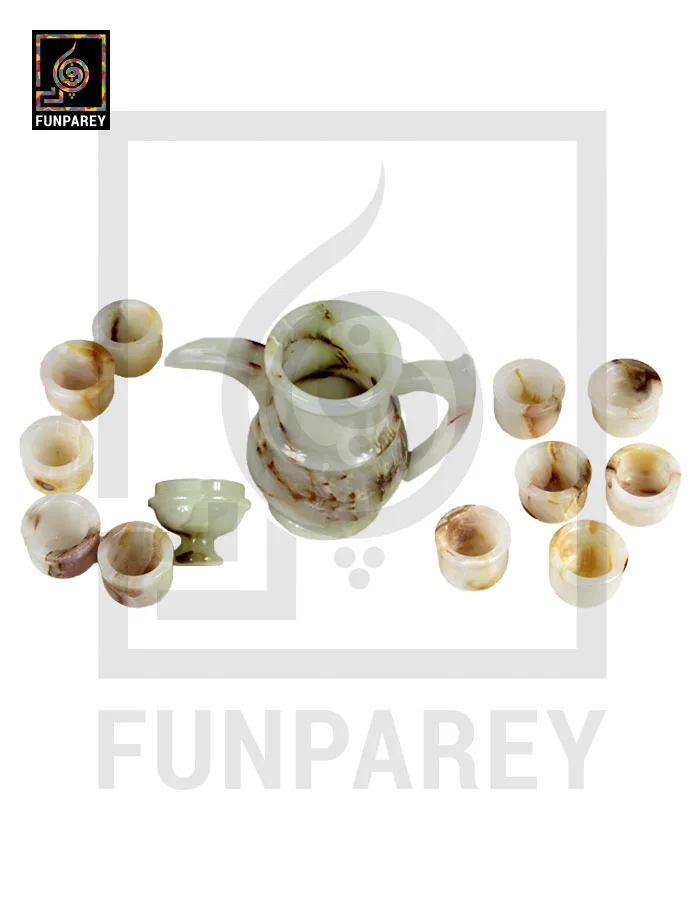 Onyx Stone Tea Set (12 Cups and a Kettle)