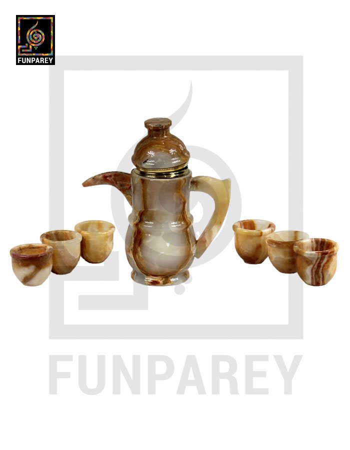 Onyx Stone Tea Set (6 Cups and a Kettle)